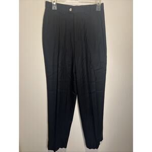 Tommy Bahama Womans Pants 8 Black Trousers Silk Straight Slacks Pleated Pocket